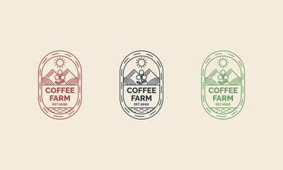 vector illustration line art coffe farm logo template.