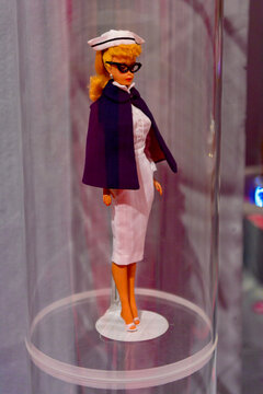ROME, ITALY - MAY 7, 2016: Original Barbie doll exhibition in Rome. Barbie  brand belongs to the American toy-company Mattel, Inc