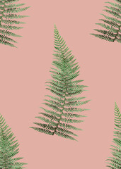 Tropical leaves frame on light pink background. seamless pattern, Summer Styled