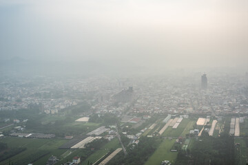 buildings in the mist