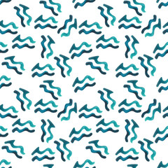 African traditional ornamental pattern. Seamless pattern on white background. Watercolor illustration.