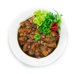 Chashu Sweet Pork Belly Stewed in Brown Sauce (Thai Pork Sa-Tier style) Asian Food