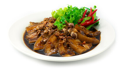 Chashu Sweet Pork Belly Stewed in Brown Sauce (Thai Pork Sa-Tier style) Asian Food