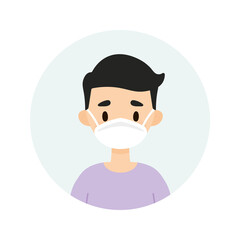 Young man wearing a face mask to protect from viruses and bacteria