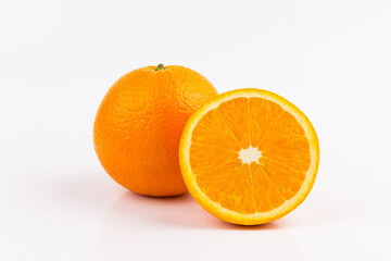 Ripe orange on white background