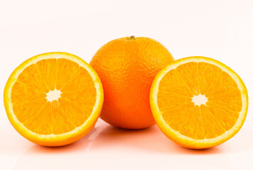 Ripe orange on white background