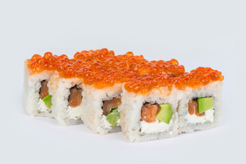 Sushi shot on a white background side view