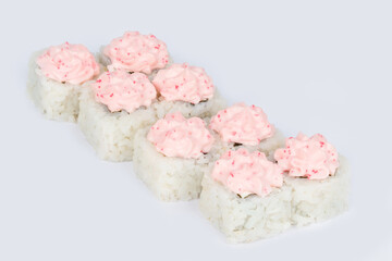 Sushi shot on a white background side view