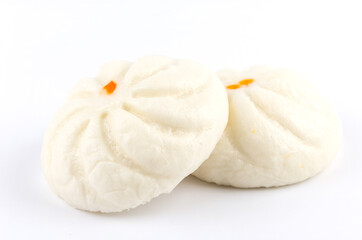 steamed stuff bun on white background
