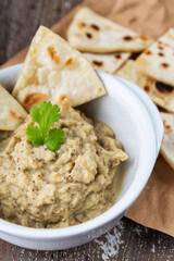 Eggplant caviar with homemade pita bread
