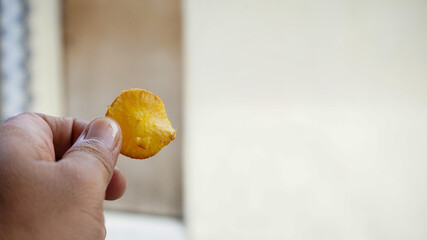 cassava chips close up