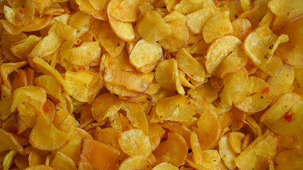 cassava chips close up