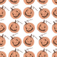 Halloween seamless pattern. Pumpkin with a face.