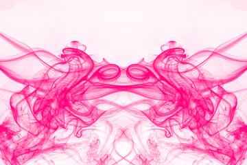 Pink smoke on white background, pink ink background, movement of pink smoke