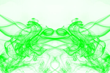 green smoke on white background, green ink background, movement of green smoke