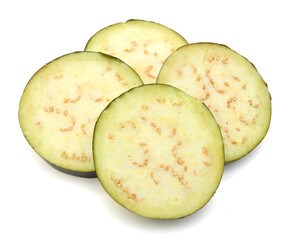 Large sliced eggplant on white background