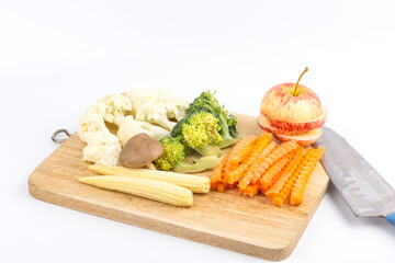 fruits and vegetables on a white background