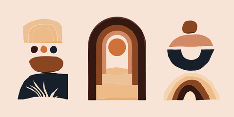 Modern minimalist abstract aesthetic illustrations. Bohemian style wall decor. Collection of contemporary artistic posters.  © MURRIRA