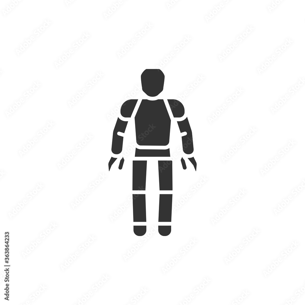 Poster android black glyph icon. humanoid robot or synthetic organism. innovation in technology. sign for w