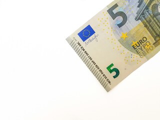 Euro banknotes on a white background. Paper money.