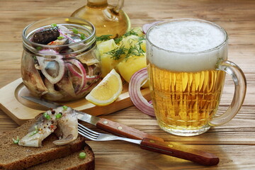 Pickled Mackerel with Potatoes and Beer
