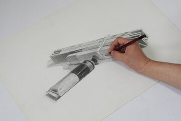 鉛筆デッサンをする人