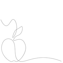 Apple silhouette one line drawing, vector illustration