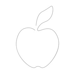 Apple icon one line drawing, vector illustration