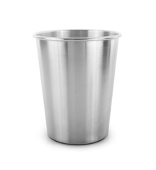 Stainless steel cup isolated on white background.