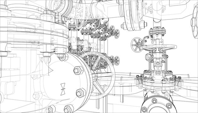 Sketch of industrial equipment