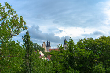 Panorama of Visby town. From medieval city walls. Gotland. Sweden