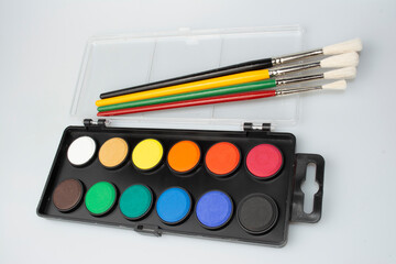 water colors and brush