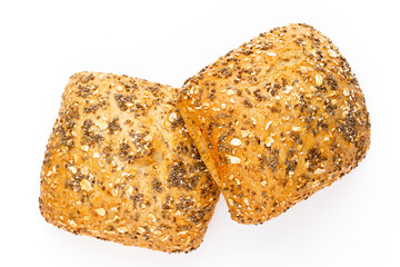 Rye eco breads on the white background.