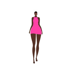 Vector illustration of sexy girl fashion model. Woman figure in dress. 