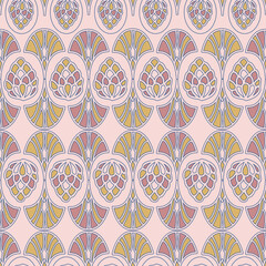 Vector Art Deco symbols pink seamless repeat pattern background.