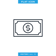 Money Icon Vector Logo Design Template. Trendy Style With Editable Stroke