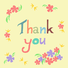 A pastel flower frame with a word THANK YOU decorating for invitation card, postcard, banner and etc.
