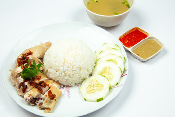 Delicious Steam Chicken with Rice (Hainan Chicken)