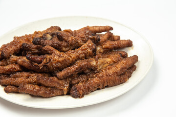 Chinese Cooked Chicken feed or Braised chicken on white background
