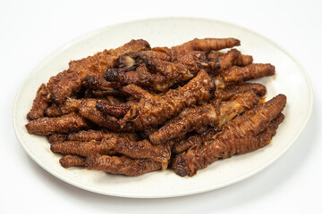 Chinese Cooked Chicken feed or Braised chicken on white background