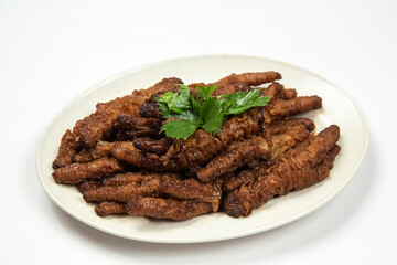 Chinese Cooked Chicken feed or Braised chicken on white background