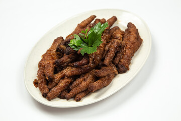 Chinese Cooked Chicken feed or Braised chicken on white background