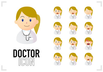 A set of vector illustrations of the doctor's bust-up icon