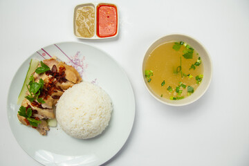 Delicious Steam Chicken with Rice (Hainan Chicken)