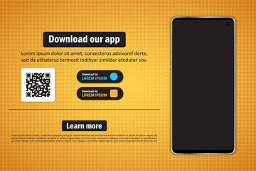 Smartphone with blank screen for download app with qr code