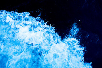 sea from birds eye perspective with waves and foam
Bird's eye view on the open waters of planet earth, stormy seas, blue turquoise water of an ocean with waves and foam, abstract natural background, d