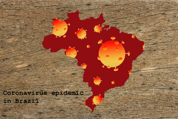 Coronavirus map Brazil, pandemic, epidemic - 363878035