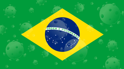 Coronavirus: flag with blood of Brazil - 363878070