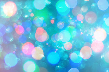 Christmas and New Year lights background. Defocused multi color bokeh