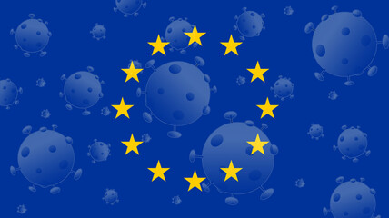 Coronavirus, flag of European Union - 363878087